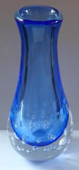 Large crystal vase, blue glass, air bubbles-Vladim Large crystal vase, blue glass, air bubbles-Vladim