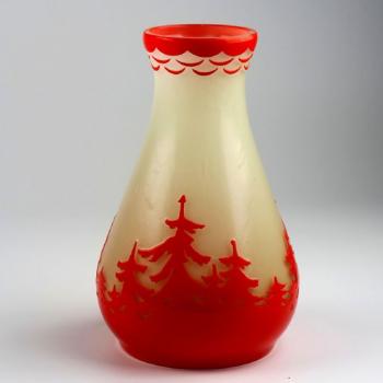 Vase - clear glass, opal glass - 1925 Vase - clear glass, opal glass - 1925