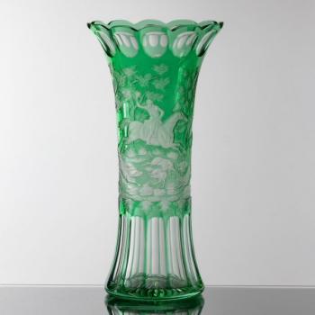 Glass Vase - clear glass, green glass - 1970 Glass Vase - clear glass, green glass - 1970