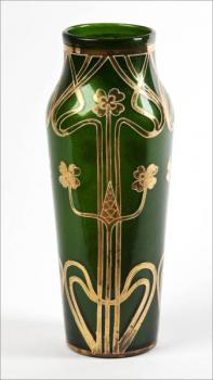 Vase - green glass - Harrachov Bohemia - 1905