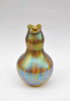 Vase - iridescent glass - Lötz Bohemia, decor Medici metallic gelb - 1902