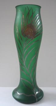 Art Nouveau vase with a peacock feather