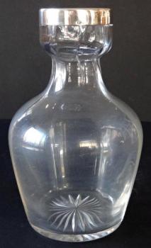 Glass vase, with cut star and silver neck - Vienna