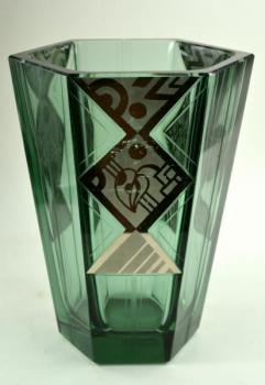 Vase - green glass - Karel Palda - 1930