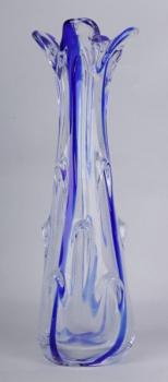 Vase - clear glass, blue glass - 1960