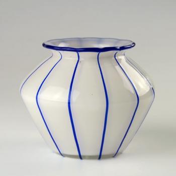 Glass Vase - clear glass, milk glass - 1920